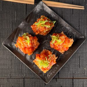 Spicy tonno Oshizushi in tempura